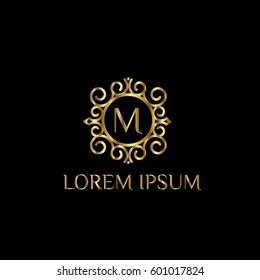 Luxury golden vector logo design template letter M