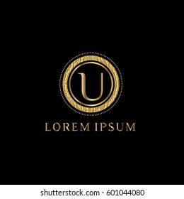 Luxury golden vector logo design template letter U