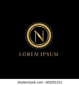Luxury golden vector logo design template letter N