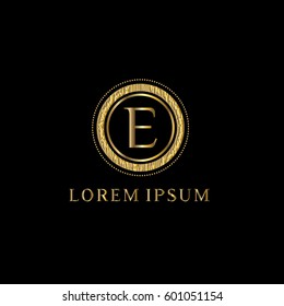 Luxury golden vector logo design template letter E