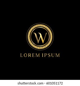 Luxury golden vector logo design template letter W