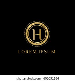 Luxury golden vector logo design template letter H