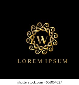 Luxury golden vector logo design letter W
