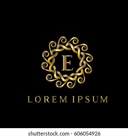 Luxury golden vector logo design letter E