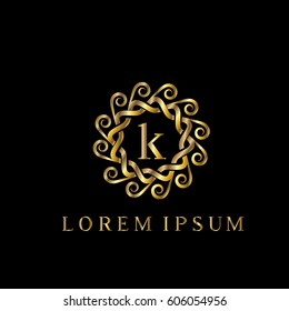 Luxury golden vector logo design letter k