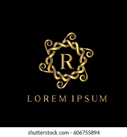 Luxury golden vector logo design letter R