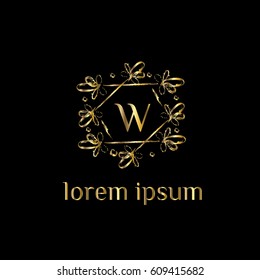 Luxury golden vector logo design template letter W