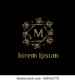 Luxury golden vector logo design template letter M