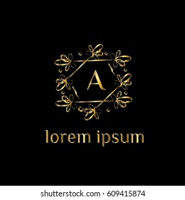 Luxury golden vector logo design template letter A
