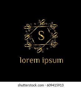Luxury golden vector logo design template letter S