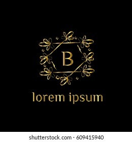 Luxury golden vector logo design template letter B