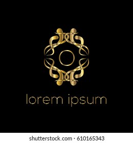 Luxury golden vector logo design letter O. Stylish border