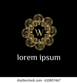 Luxury golden vector logo design template letter W