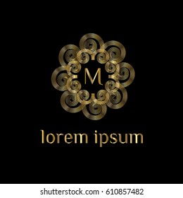 Luxury golden vector logo design template letter M