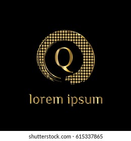 Luxury golden vector logo design template letter Q