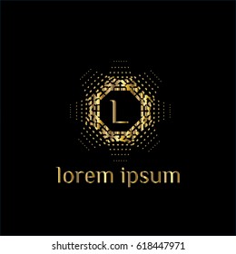 Luxury golden vector logo design for boutique, restaurant, hotel. Letter L monogram