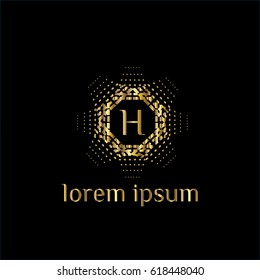 Luxury golden vector logo design for boutique, restaurant, hotel. Letter H monogram