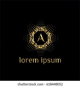 Luxury golden vector logo design for boutique, restaurant, hotel. Letter A monogram