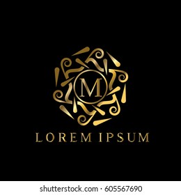 Luxury golden vector logo letter M