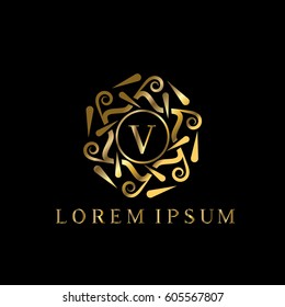 Luxury golden vector logo letter V