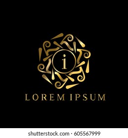 Luxury golden vector logo letter I