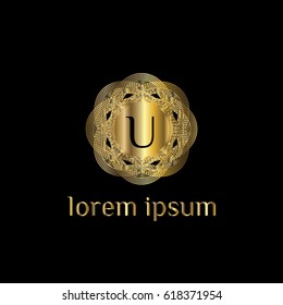 Luxury golden vector logo letter U