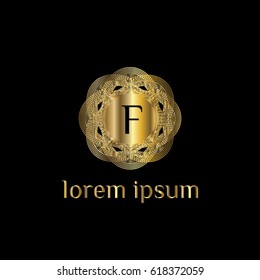 Luxury golden vector logo letter F