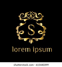 Luxury golden vector logo template letter S.
