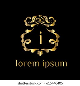 Luxury golden vector logo template letter i.
