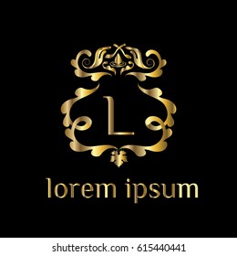 Luxury golden vector logo template letter L.