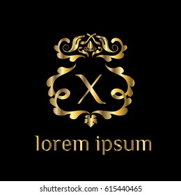 Luxury golden vector logo template letter X.