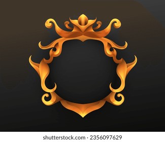 Luxury golden vintage ornament frame on black background
