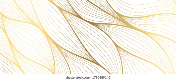 Luxury golden wallpaper. Art Deco Pattern, Vip invitation background texture for print, fabric, packaging design, invite.  Vintage vector illustration.