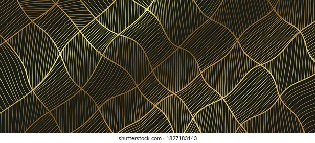 Luxury golden wallpaper. Art Deco Pattern, Vip invitation background texture for print, fabric, packaging design, invite. Vintage vector illustration