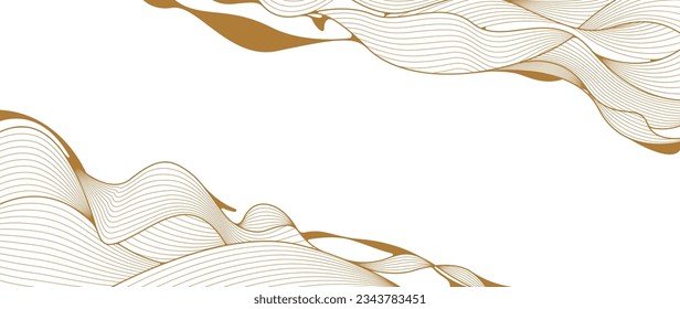 Luxury golden wallpaper. Art Deco Pattern, Linear wave background texture for print, fabric, packaging design, invite.