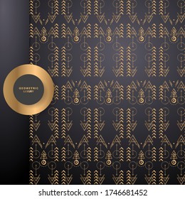 Luxury golden wallpaper. Black abstract geometric background.