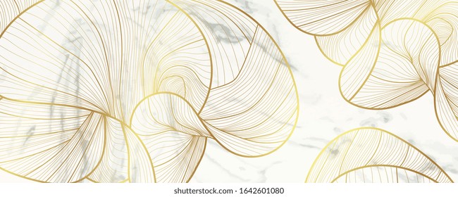 Luxury Golden Wallpaper. Marble Background Vector And Line Arts Decoration For Vip And Premium Packaging Design, Fabric, Print And Invitation Cover Background Texture.