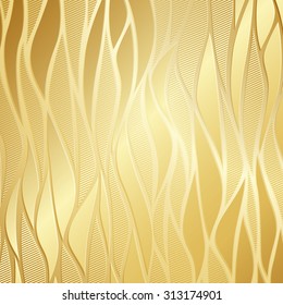 Luxury golden wallpaper. Vintage wave pattern Vector background. 