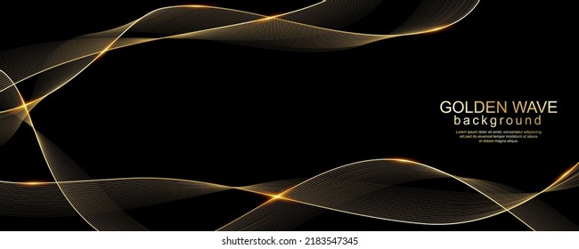 Luxury golden waves design on black background