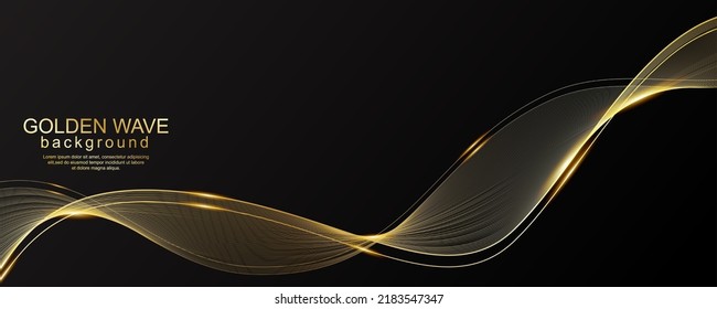 Luxury golden waves design on black background