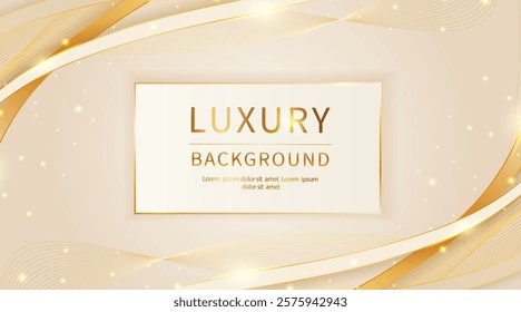 Luxury golden wavy line abstract background with glittery decoration wavy line background for invitations, certificates, award nominations, cover