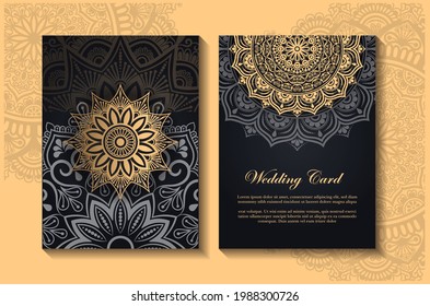 luxury golden wedding invitation card design