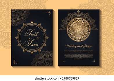 luxury golden wedding invitation card design, weeding card  