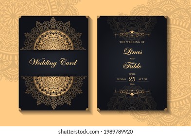 Luxury Golden Wedding Invitation Card Design, Weeding Card  