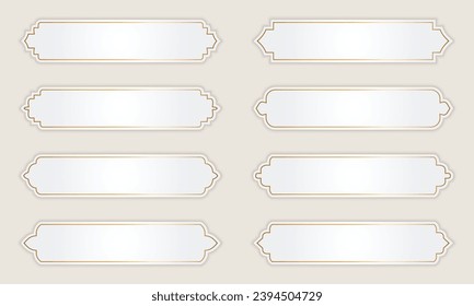 luxury golden white arabic islamic text box title frame border set with ornamental illustration