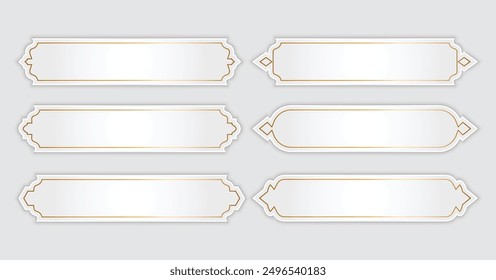 luxury golden white arabic islamic text box title frame border set with ornamental illustration 