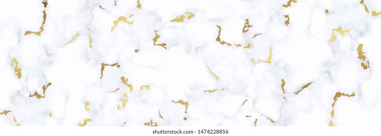 Luxury Golden and White Marble texture background vector. Panoramic Marbling texture design for Banner, invitation, wallpaper, headers, website, print ads, packaging design template.