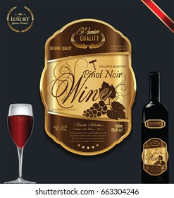 Luxury golden wine label vector illustration