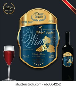 Luxury golden wine label vector illustration