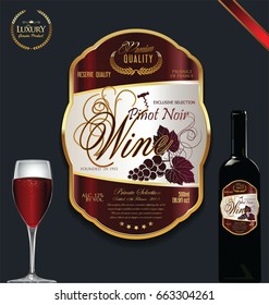 Luxury golden wine label vector illustration